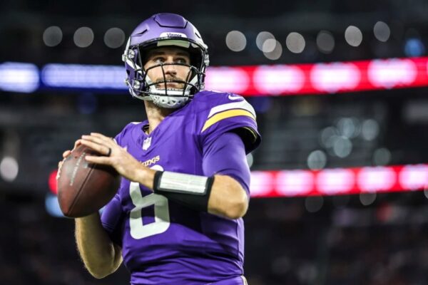 Kirk Cousins of the Minnesota Vikings before a game between the Vikings and the San Francisco