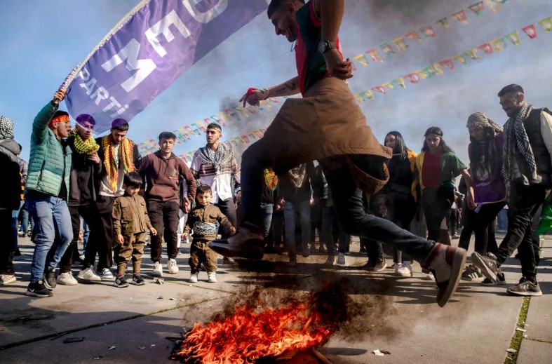 people gather for Nowruz celebrations in Istanbul